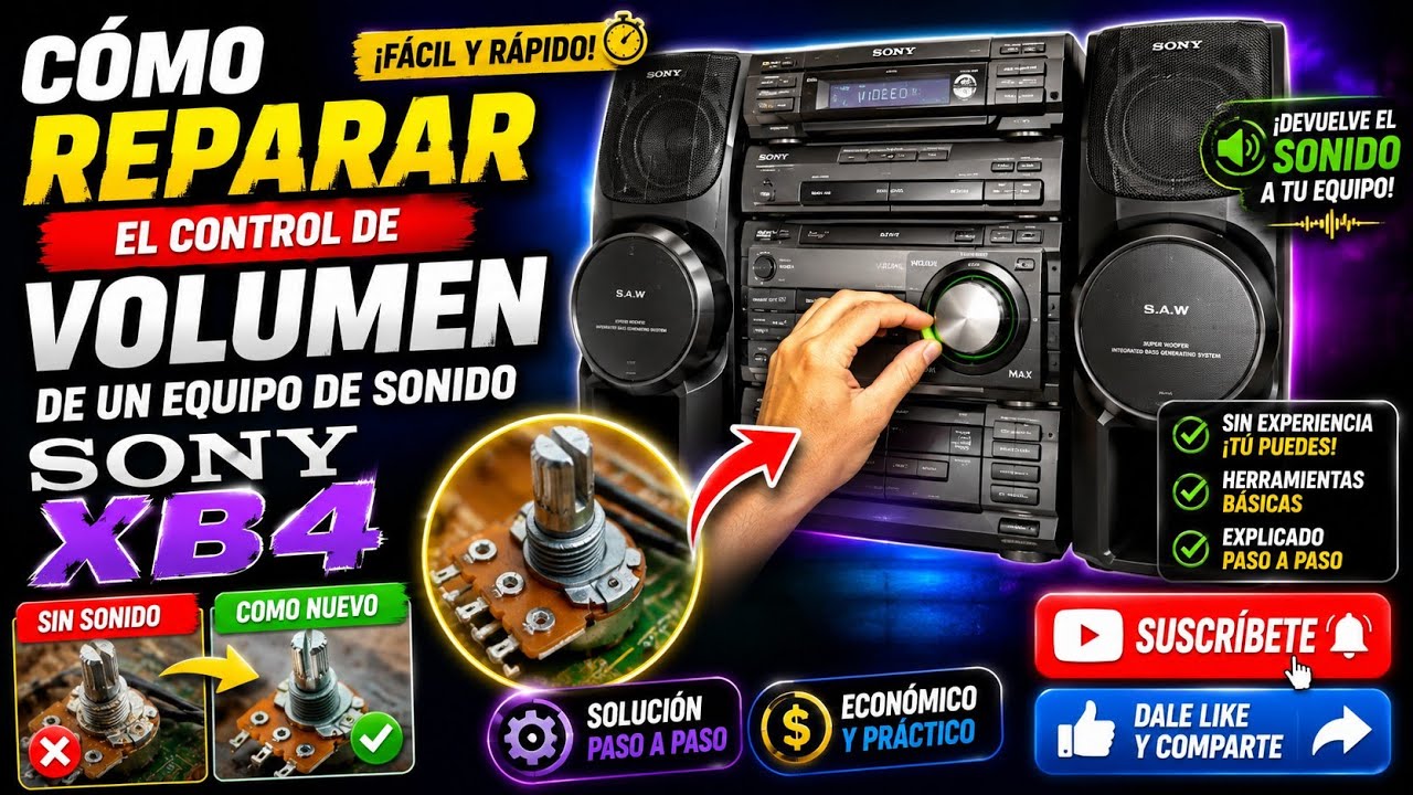 CÓMO REPARAR EL VOLUMEN Y LA TAPA DE CASETERA DE UN EQUIPO SONY LBT-XB4