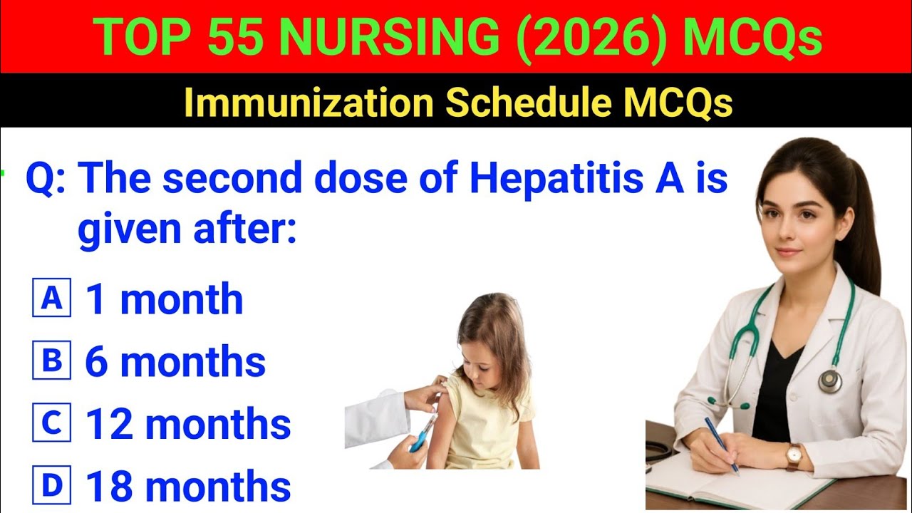 Top 55 Immunization Schedule MCQs | Nursing MCQs | NCLEX, BTSC, OSCE, RN, BSC, MSC Nursing exam MCQs