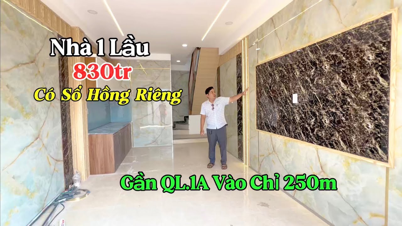 Chính Chủ Cần Bán Gấp 👉 Căn Nhà 1 Lầu Gần QL.1A Vào Đúng 250m Có Sổ Hồng Riêng Đúng 830tr Full 