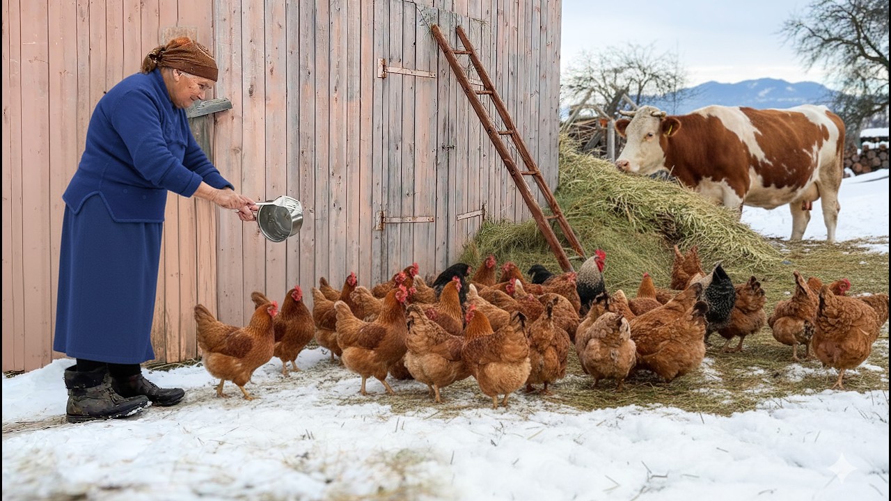 Winter Village Life with Grandma | Baking Bread and Daily Farm Work