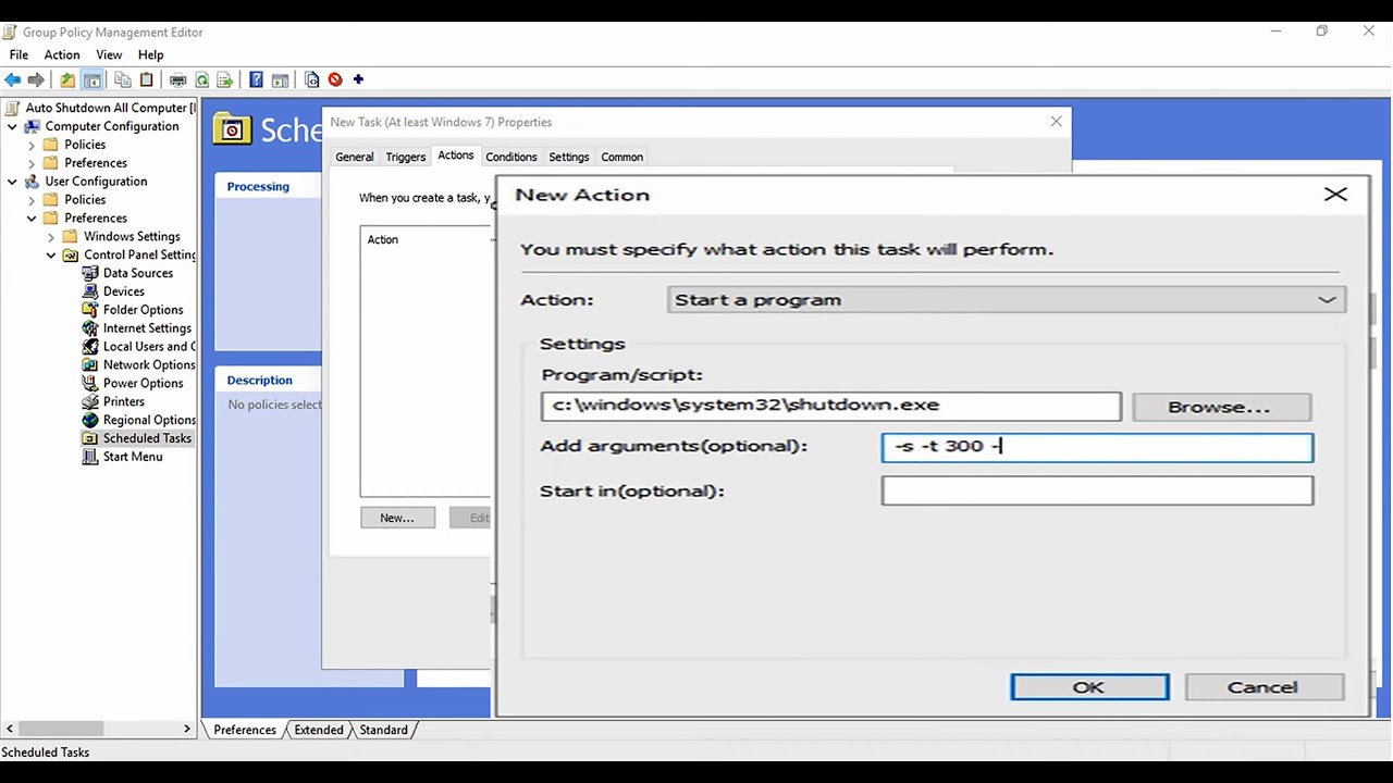 How To Automatically Shutdown All Computer After Working Hours Using Group Policy Windows Server