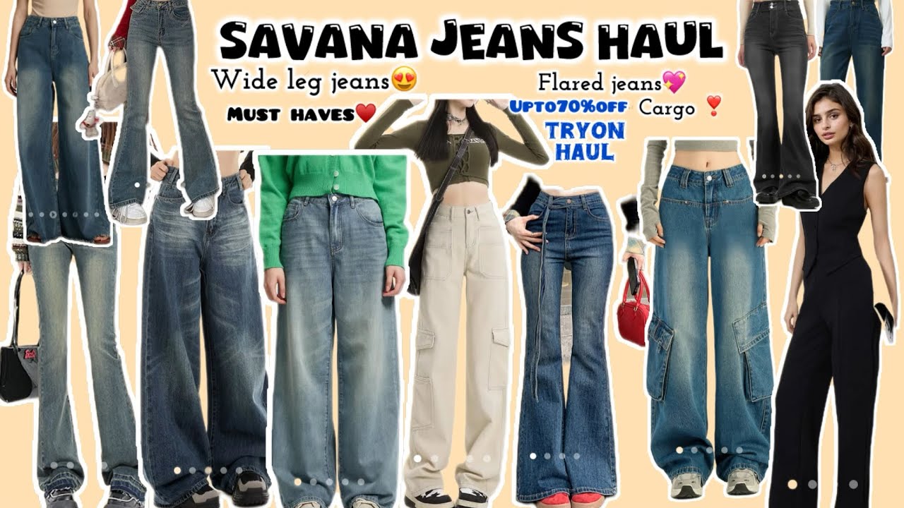 Savana Jeans haul🤩❣️| Trendy flared Jeans haul✨| #savana #jeanshaul #pinterestinspired #yt