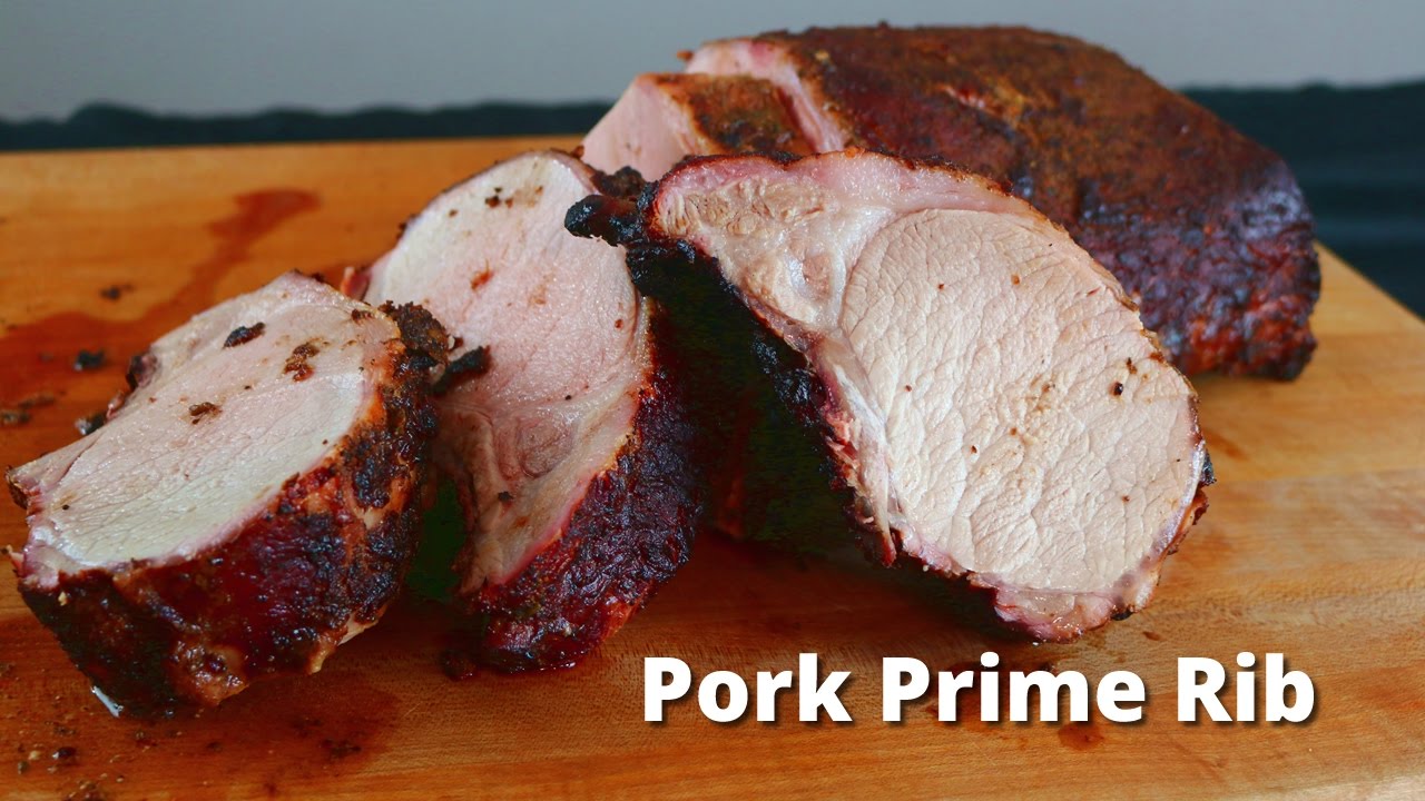 Pork Prime Rib | Smoked Pork Loin Rib Roast Recipe on Drum Smoker