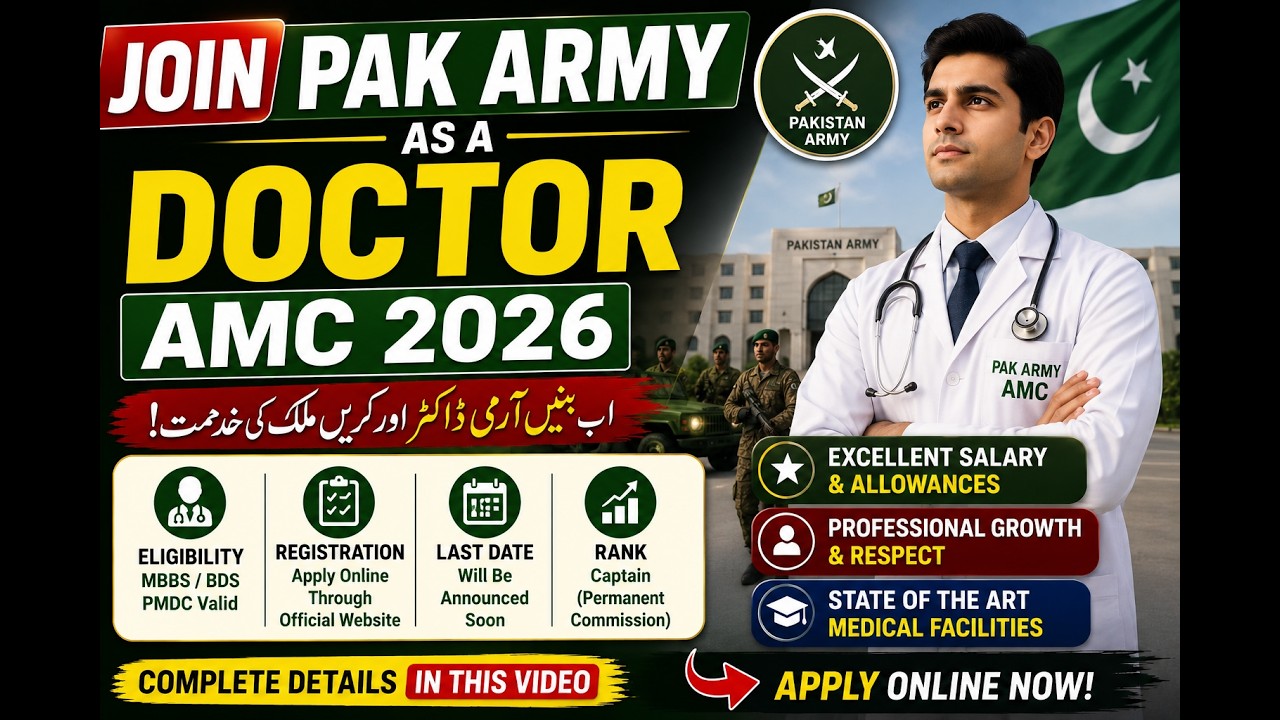 Join Pak Army as a Doctor 2026 | AMC Registration Complete Details | Eligibility & Apply Online