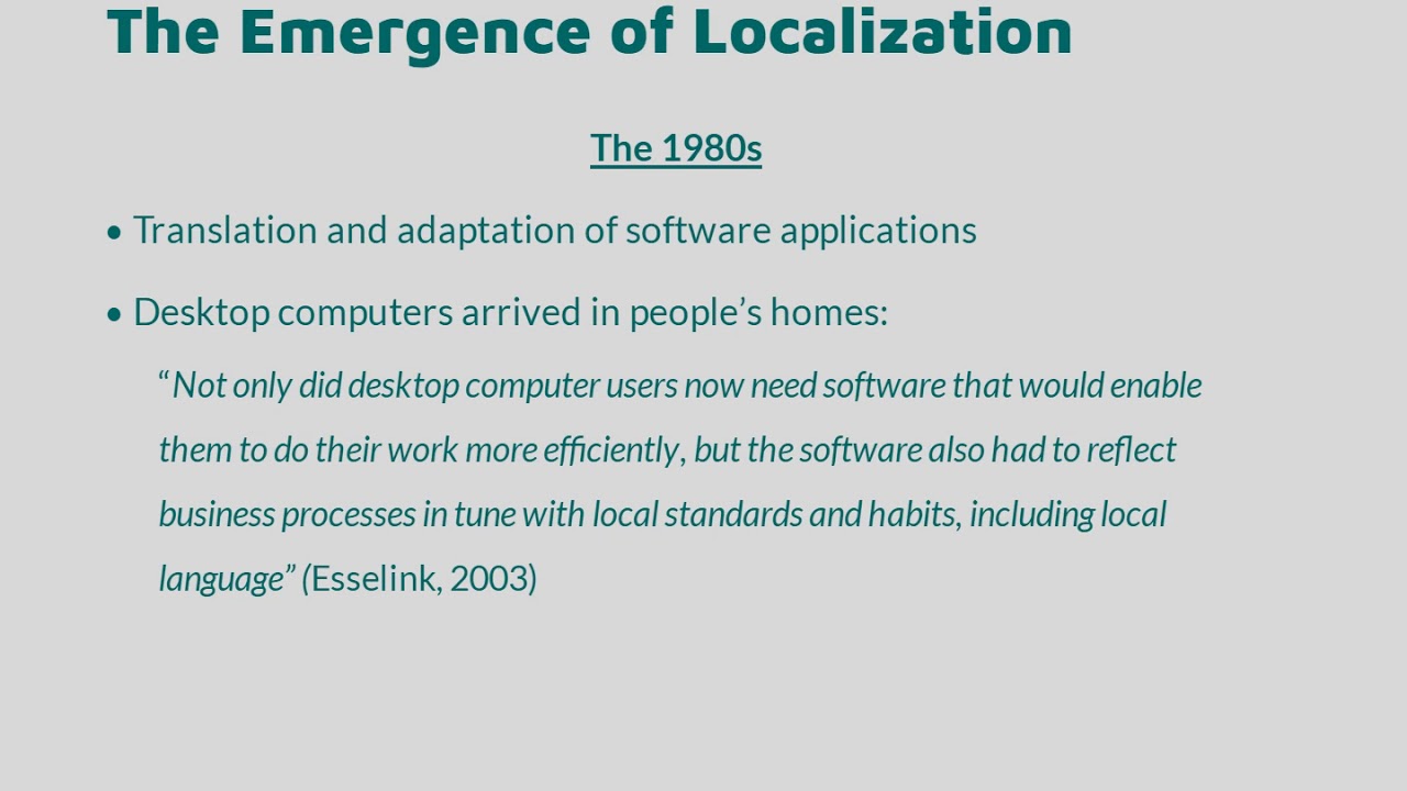 L10n tools &  workflows: Unit 1 - The History of Localization