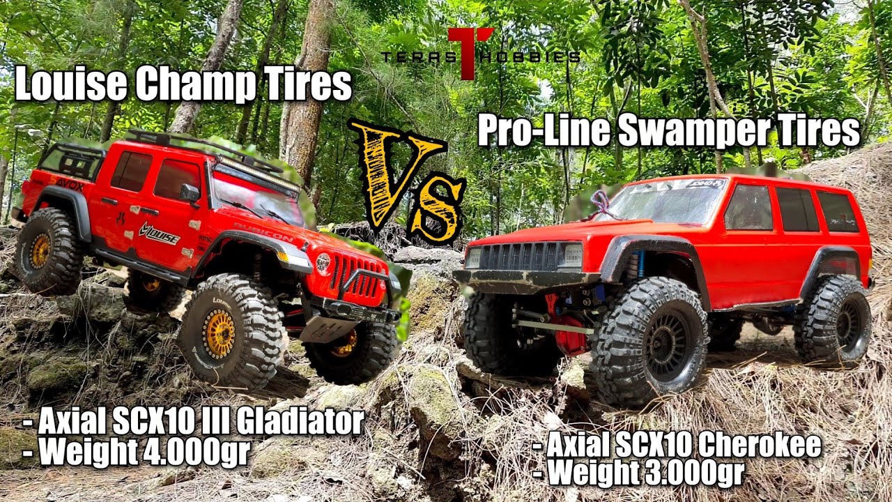 Rock Crawling Louise Champ Vs Pro-Line Swamper Tires SCX10 III Gladiator | SCX10 Cherokee Indonesia