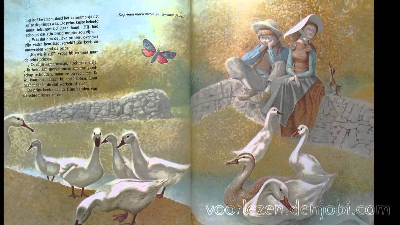 De Ganzehoedster - Sprookje van De gebroeders Grimm met plaatjes