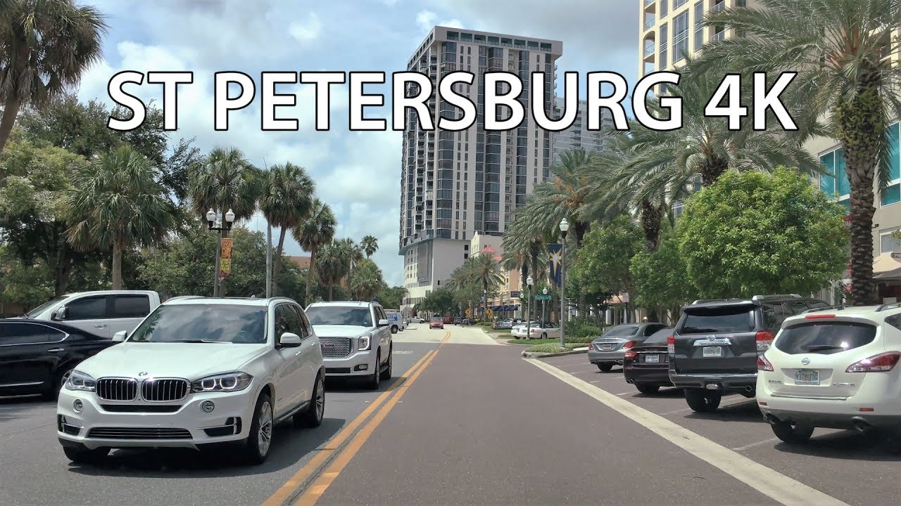 Driving Downtown - St Petersburg 4K - Florida USA
