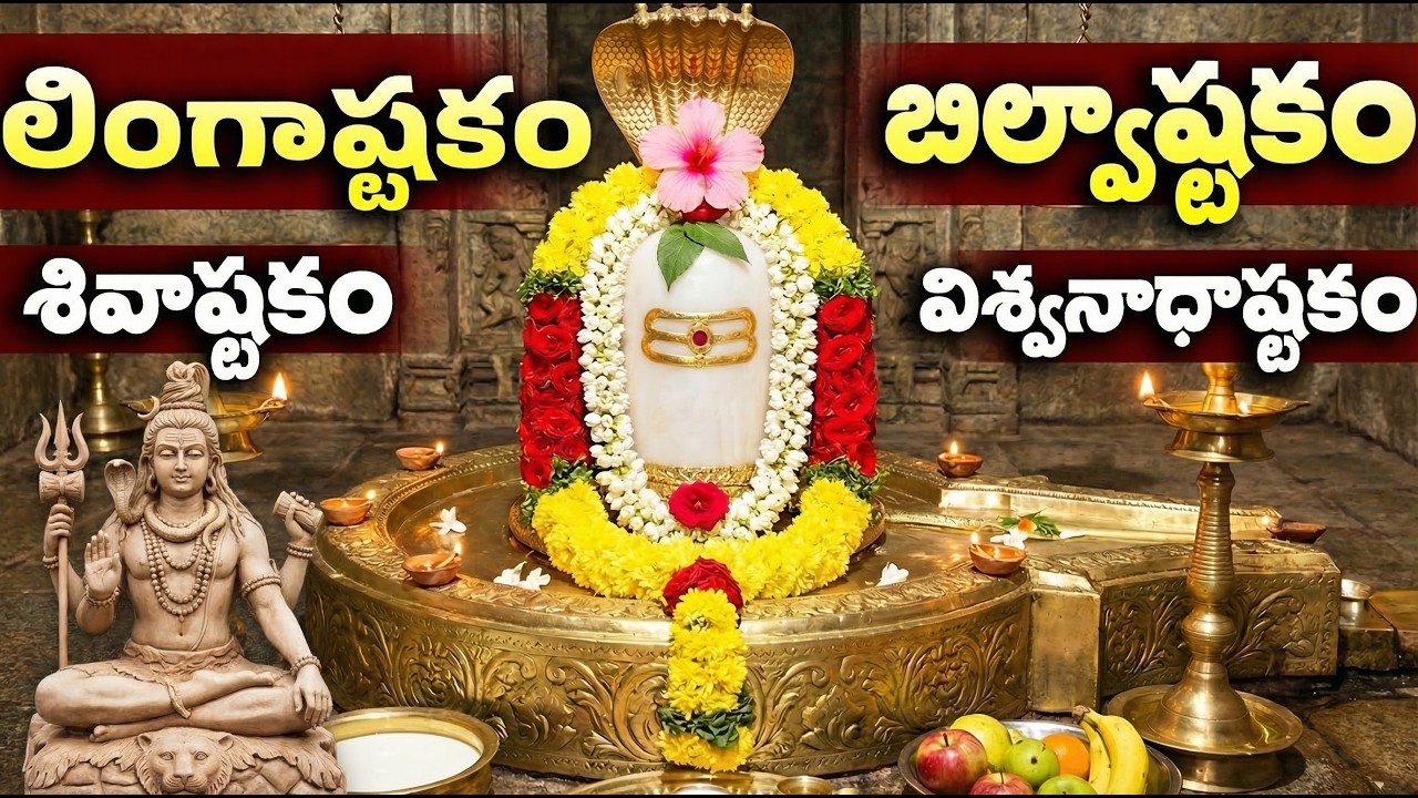 మీపాపాలను పోగొట్టి ఐశ్వర్యాలను ఇచ్చే లింగాష్టకం Lingashtakam With Telugu Lyrics | Shiva Lingashtakam