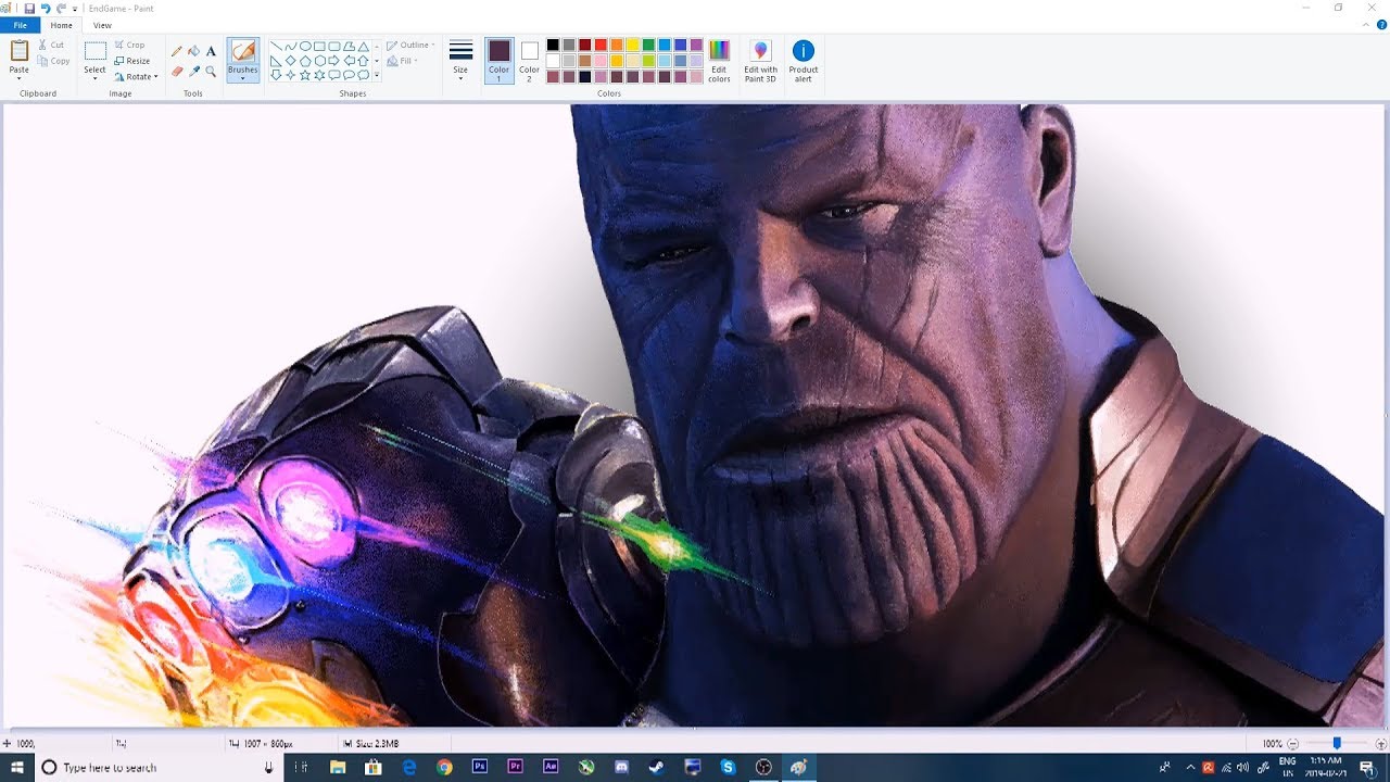 Drawing Thanos in MS Paint