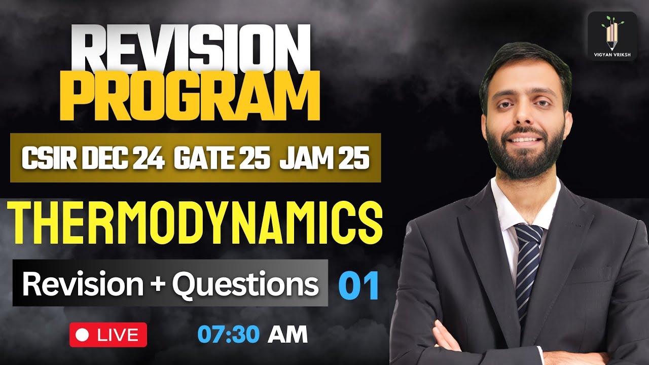 Thermodynamics 01 | Revision Program 2.O | CSIR NET IIT GATE
