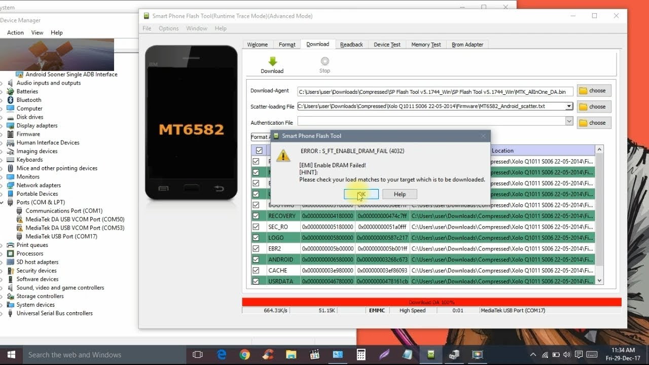 Help me! Flashing problem on mtk6582 phone - Hard Bricked