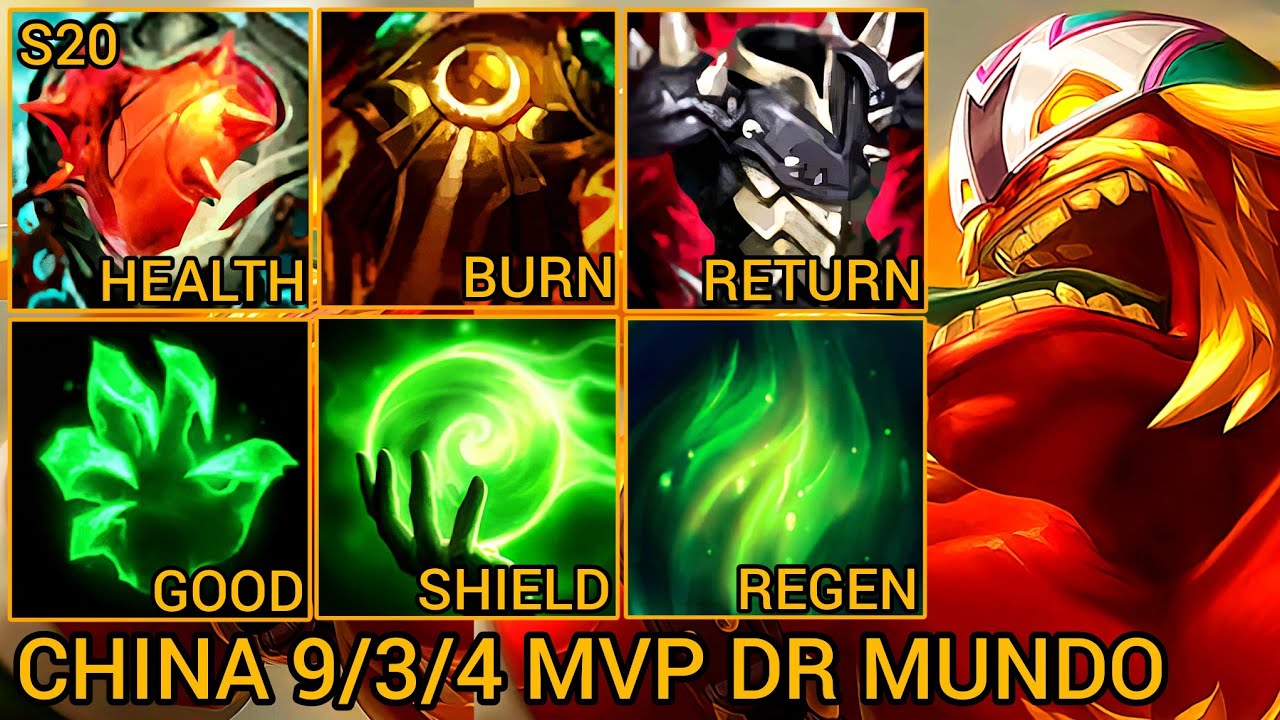 Dr Mundo Baron Lane MVP S Rating 9/3/4 - China Wild Rift New Meta Build & Runes By Tiarty