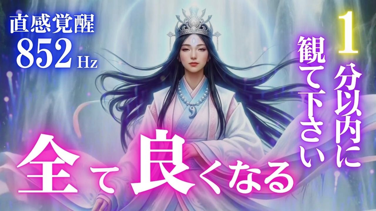 🎉１度目の表示で✨１分以内に観て下さい😃全て良くなる💎瀬織津姫🎵直感覚醒の周波数852Hz