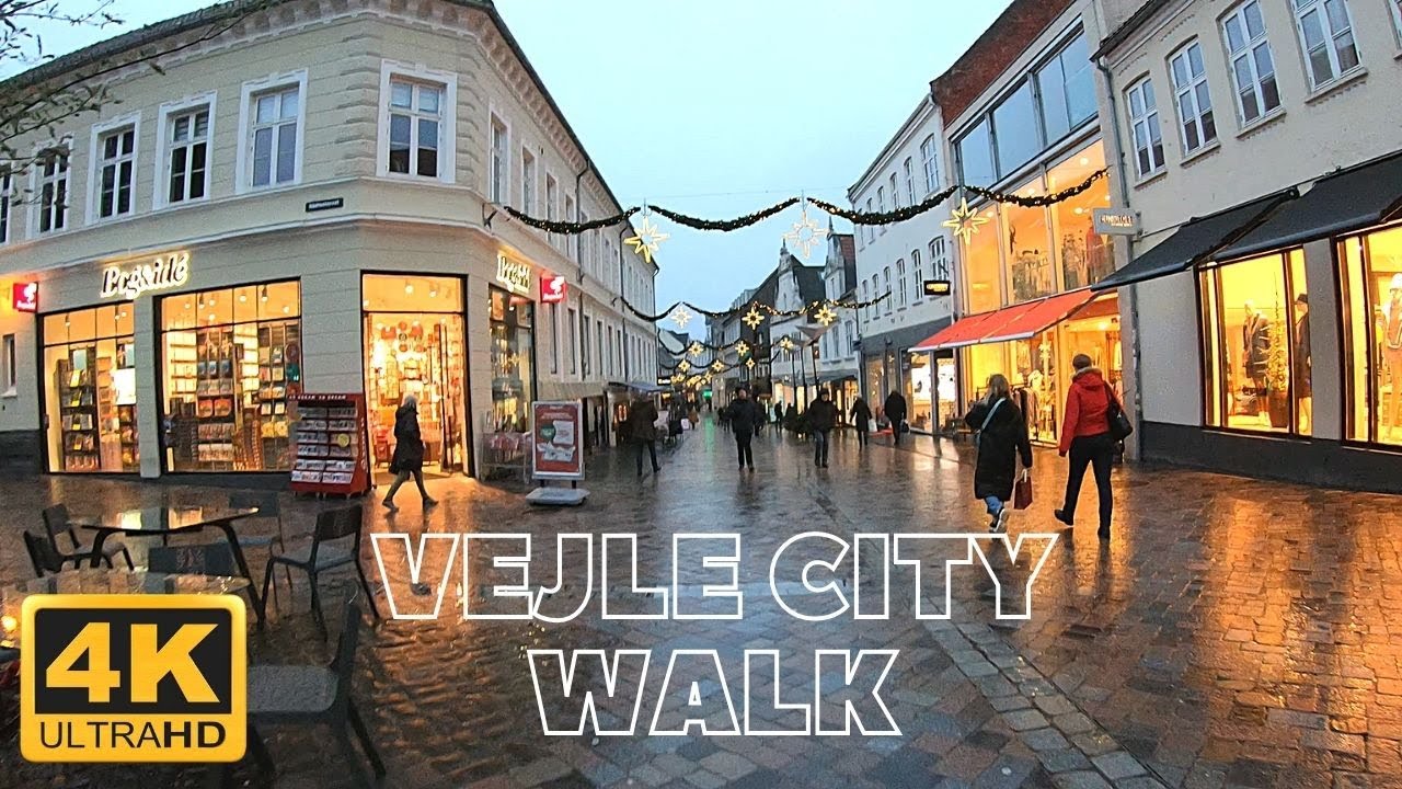 4K Denmark walking tour | Beautiful streets of Vejle | #visitdenmark