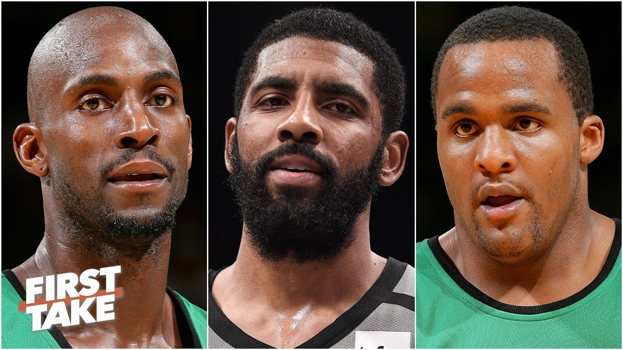 Reacting to Kevin Garnett & Glen Davis blasting Kyrie for stomping on the Celtics’ logo | First Take