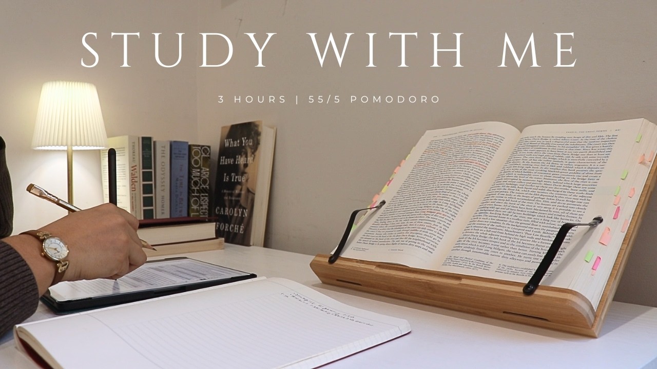 3 Hour Study With Me 🖊️ | Note-Taking | Quiet Lo-fi | Pomodoro 55/5