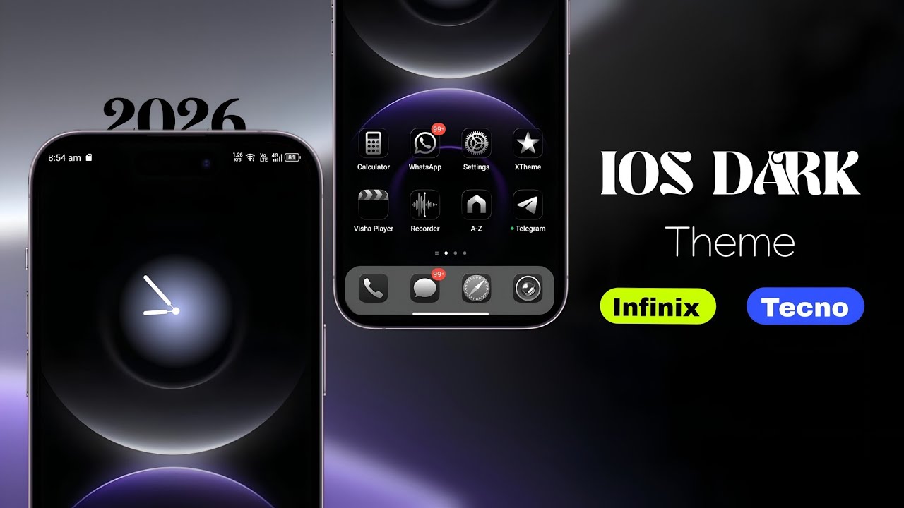Тема iOS Dark (2026) для Infinix/Tecno/Itel