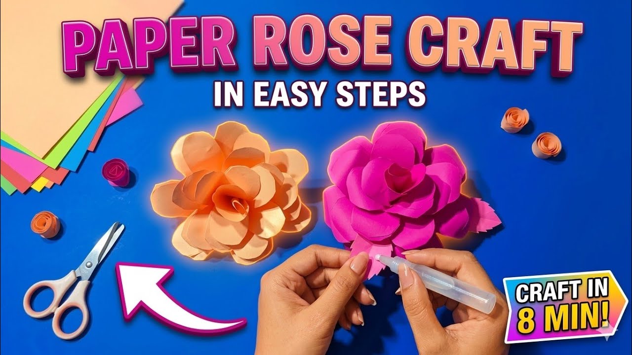 Rose with paper craft easy | step by step | origami