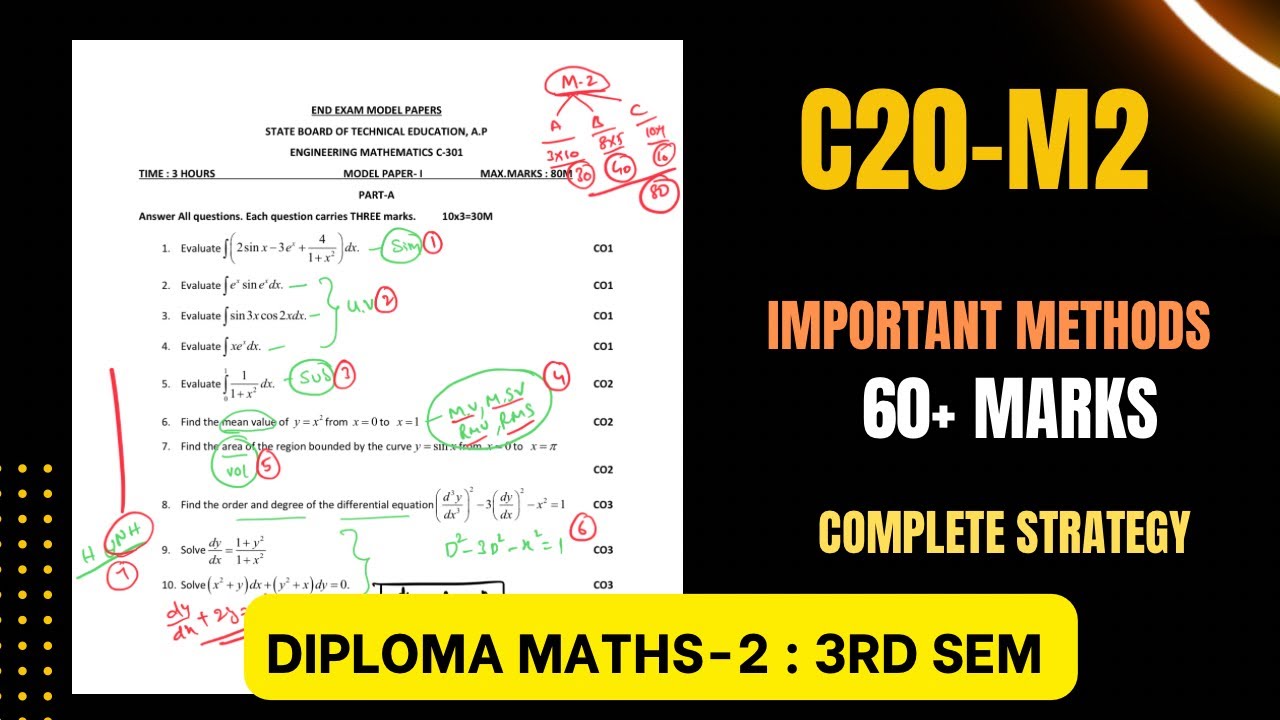 Diploma 3 sem maths M2 for C20| How to pass m2 ,#C20M2,#Howtopassm2indiplomac20