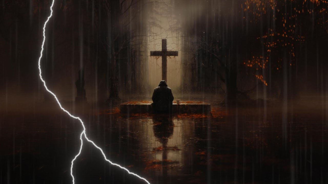 Monk praying in the rain/thunder | Meditation