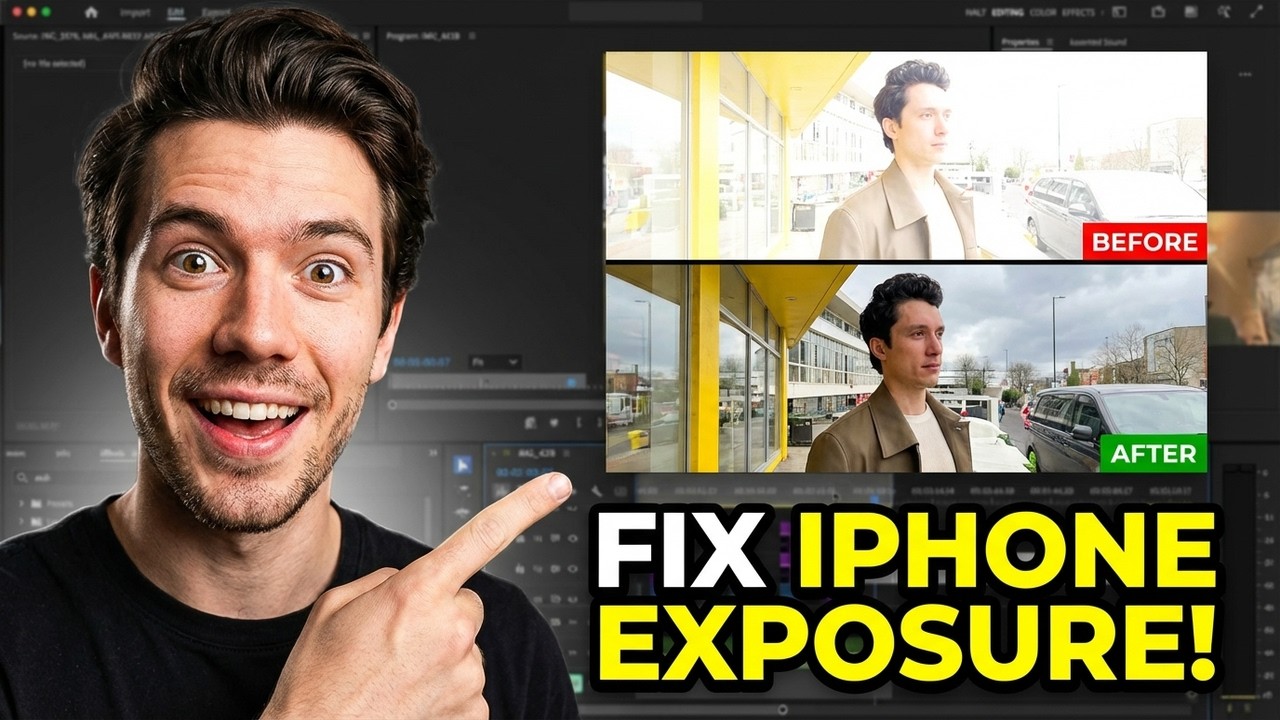 Легко исправьте пересвеченные видеозаписи с iPhone в Premiere Pro 2026.