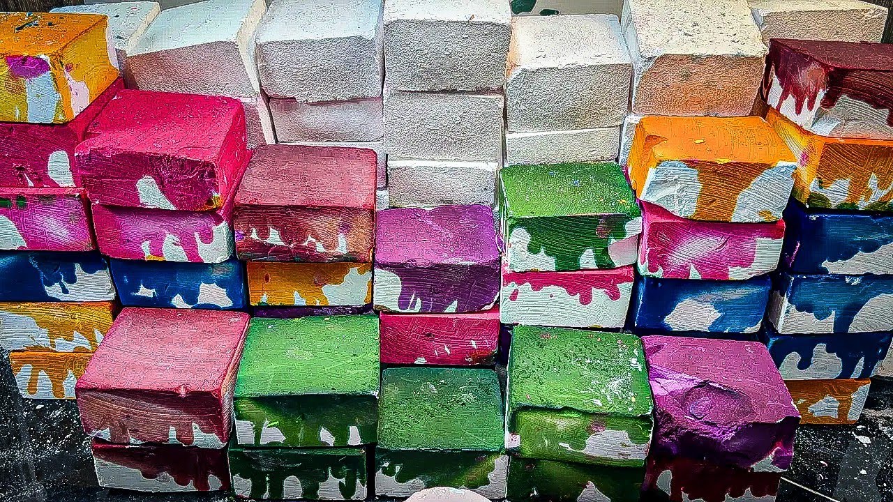 😻😋Super Satisfying Crunchy Plain and Dyed Chalk 😋😻 |@ASMRgymchalkIndonesia | Gym Chalk Edit