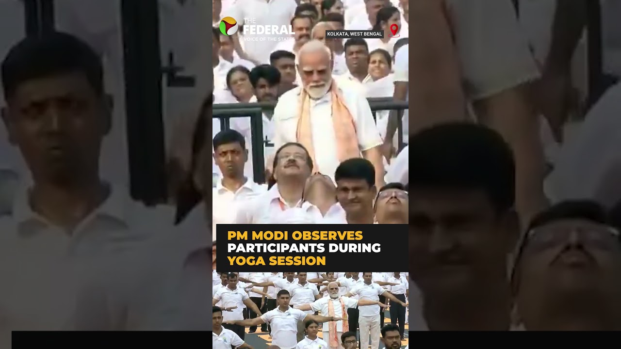 PM Modi perfoms yoga at big event in Kolkata to mark 12th International Yoga Day | #shorts
