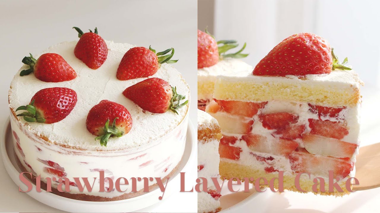 4 Layers Strawberry Cake Recipe 🍓딸기 케이크