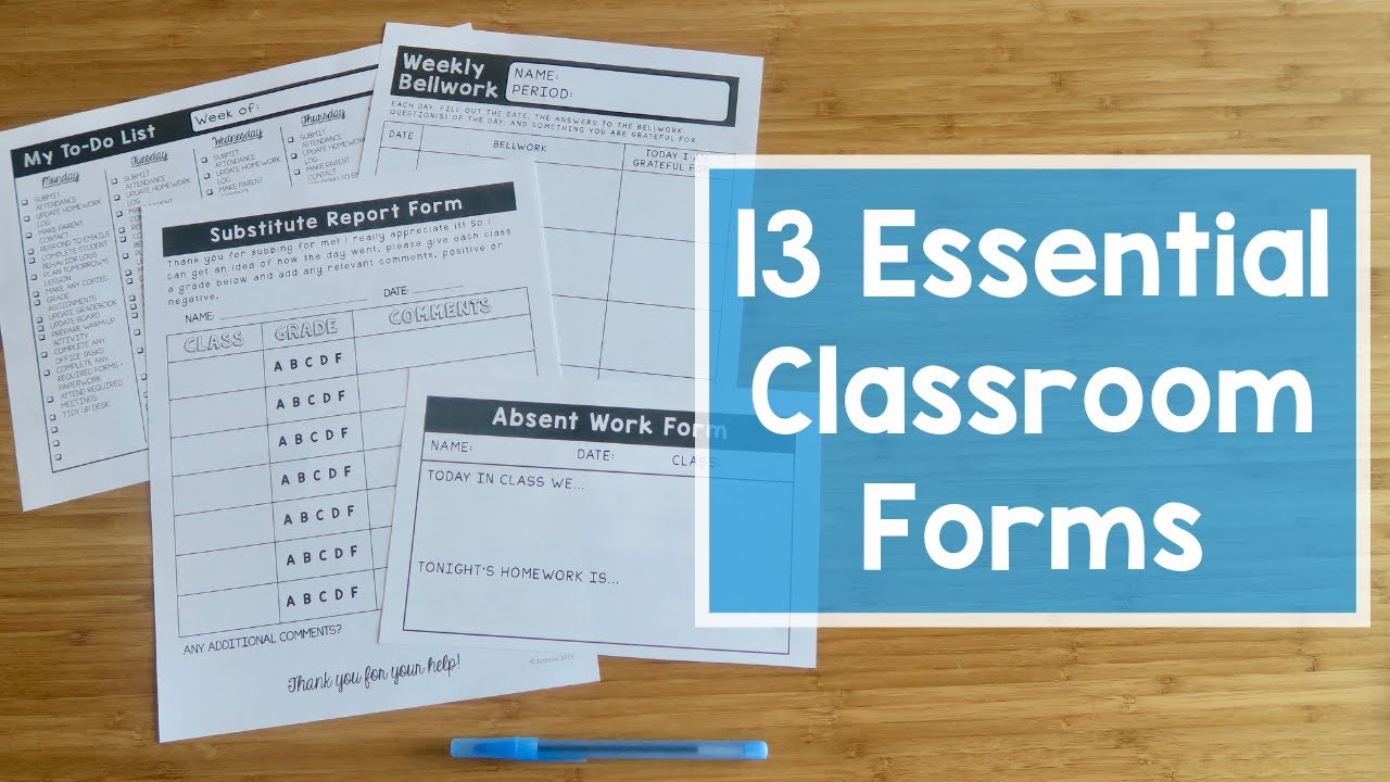 13 Essential Forms for Middle School Teachers | Classroom Organization