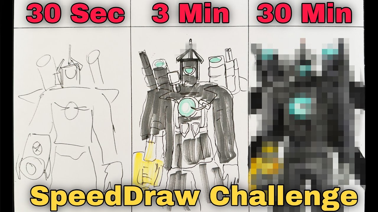 Drawing Titan Cameraman in 30 sec, 3 min, and 30 min | Skibidi Toilet | CunsArt - Dibujo