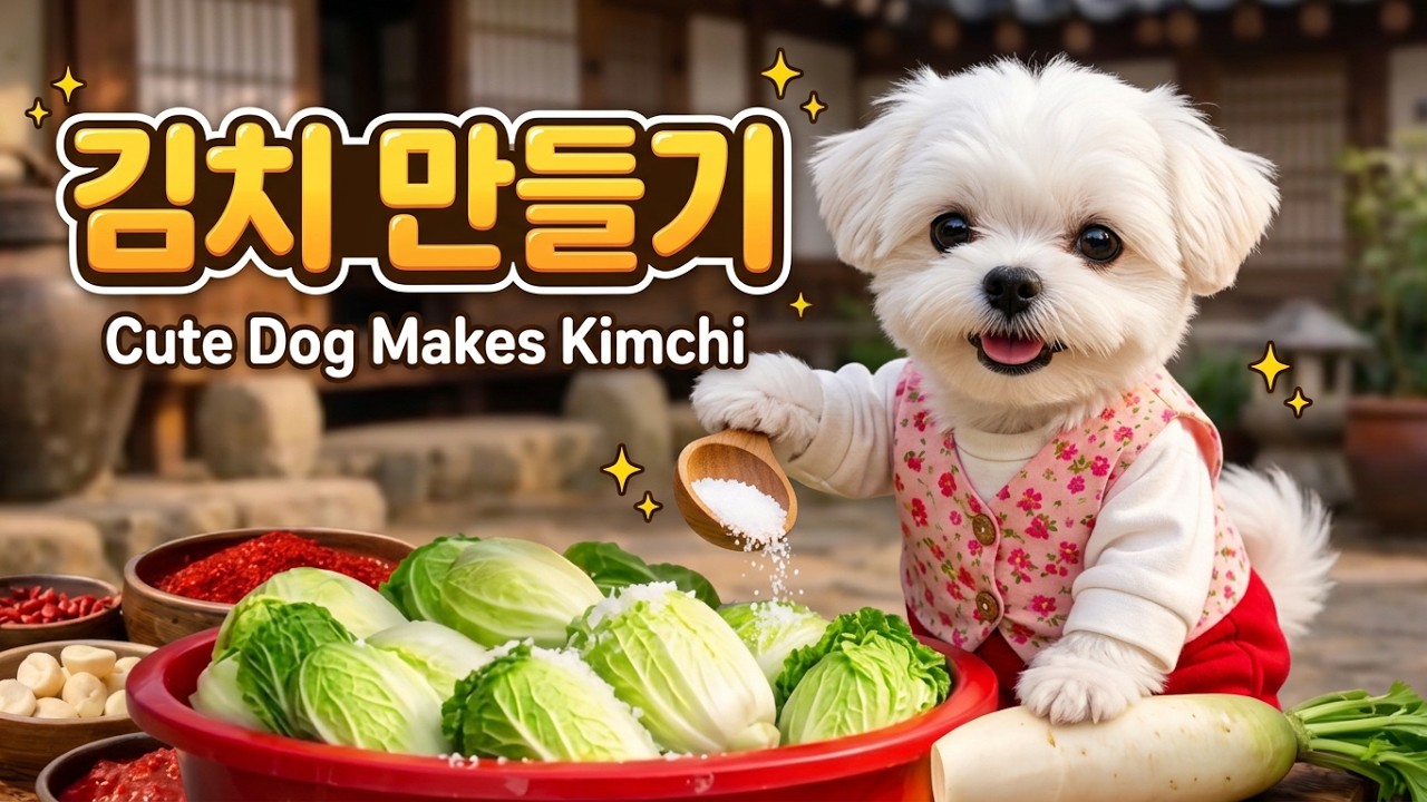🥬🐶Dog Chef Makes korea Kimchi | キムチに挑戦！わんこシェフ | 김치 도전! 강아지 요리사 🥬🐶