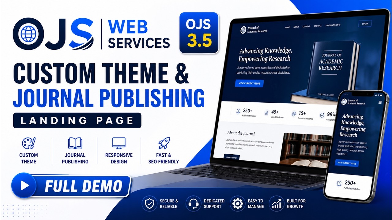 OJS 3.5 Custom Theme & Journal Publishing Landing Page | Academic Website Design (Full Demo)