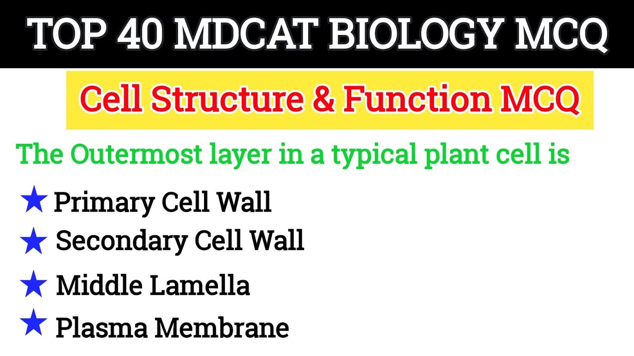40 Cell Structure and Function MCQ for Entry Test l MDCAT 2025 MCQ