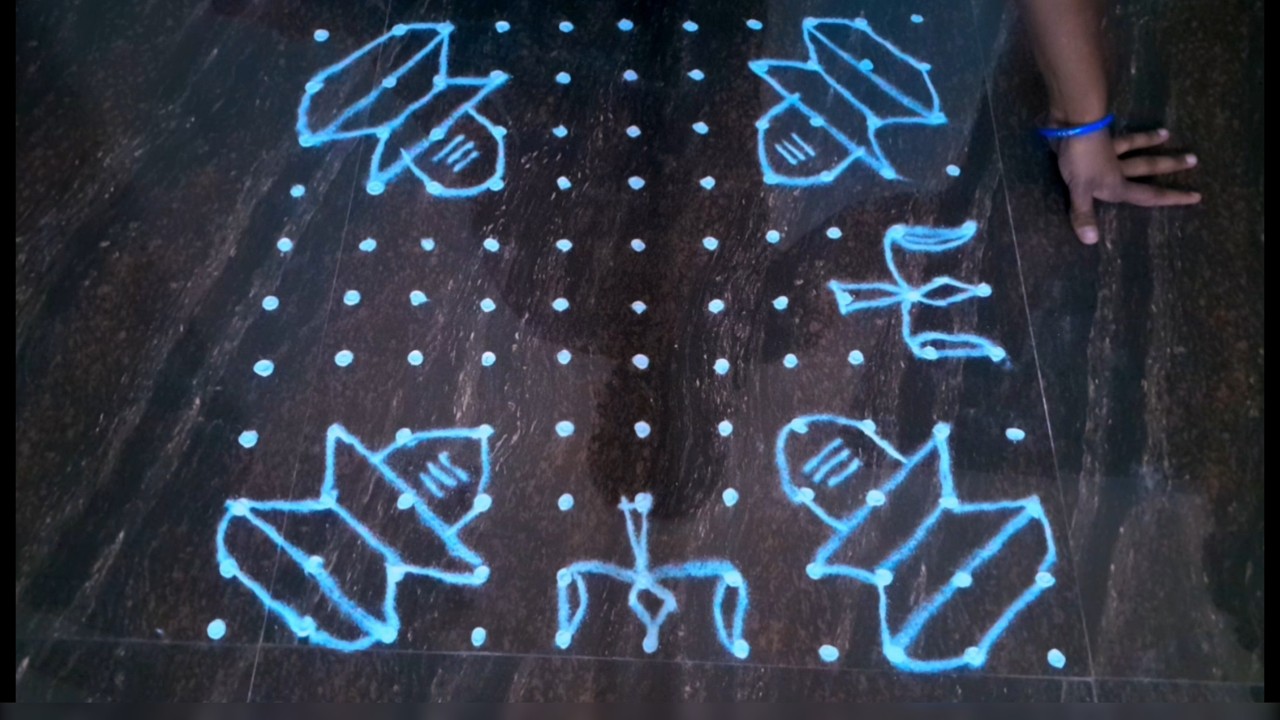 11×11 shivarathri kolam design/ Maha shivarathri rangoli/ shivarathri muggulu/ shivalinga designs