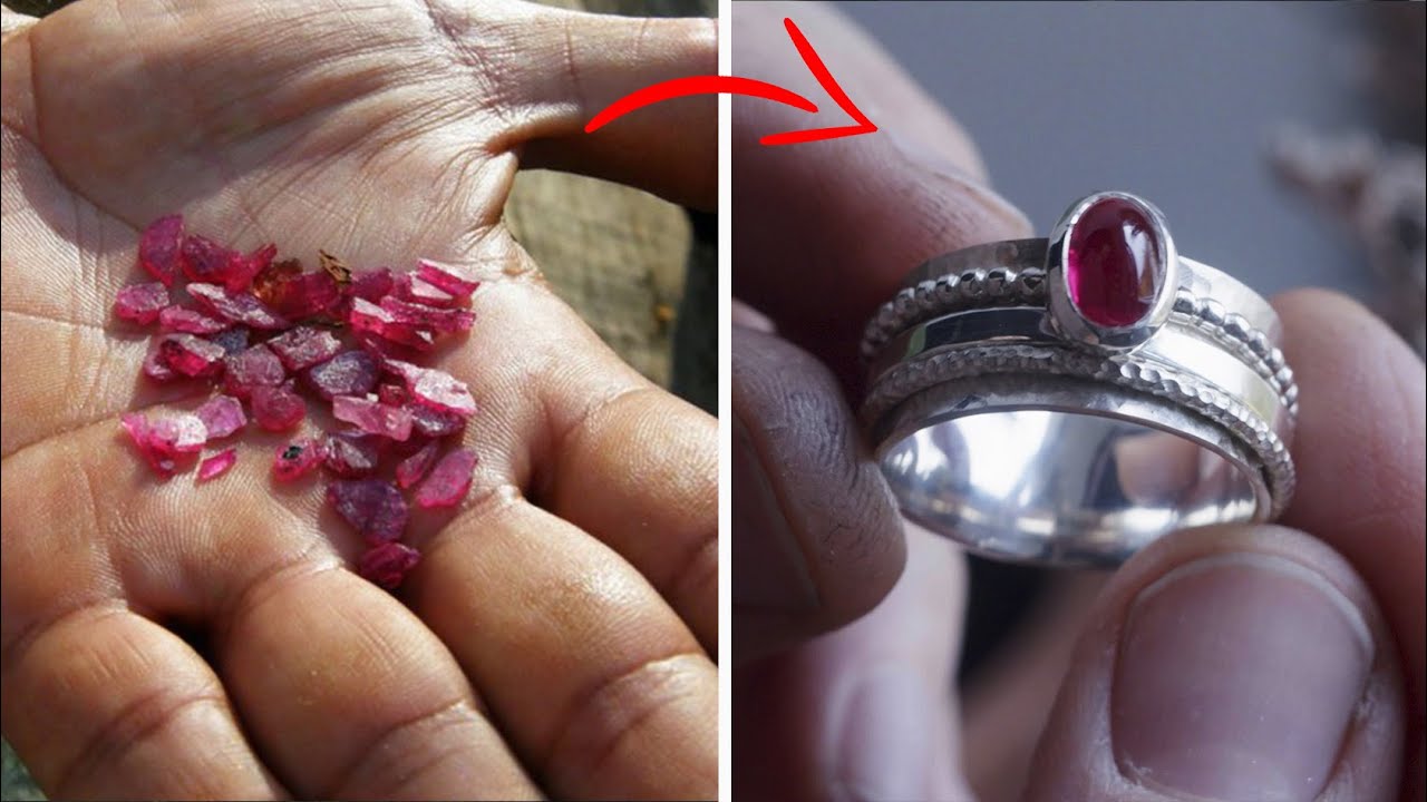 Custom Pink Ruby Jewelry - Handmade Vintage Gold Ring With Ruby Stone