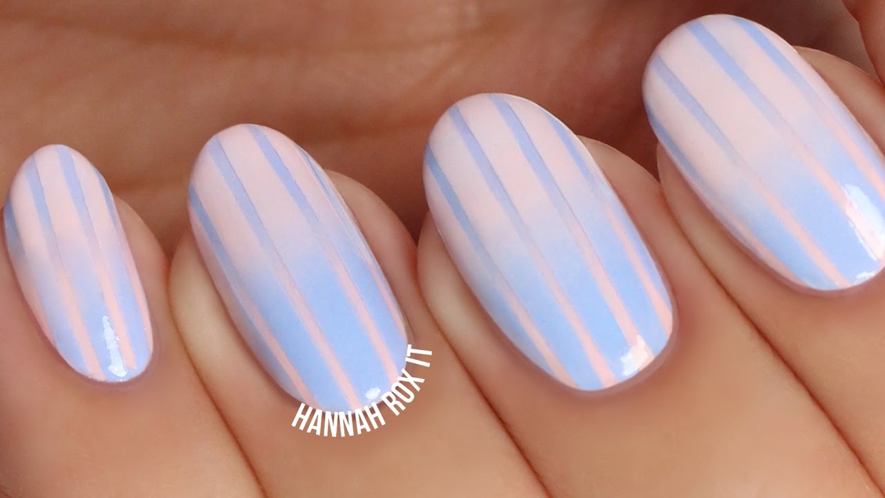 Pastel Reverse Gradient Striped Nails