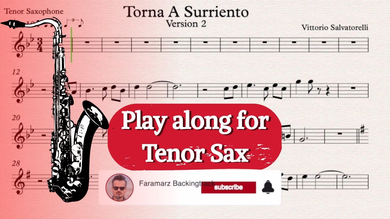 Torna a surriento (Piano accompaniment) - V.Salvatorelli | Play along for Tenor Saxophone
