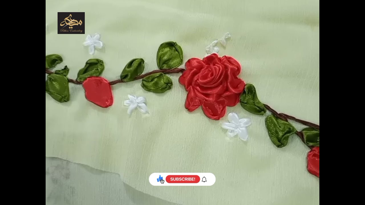 How To Make Dupatta Border With Ribbon Embroidery||Handmade Dupatta design||Ribbon Work