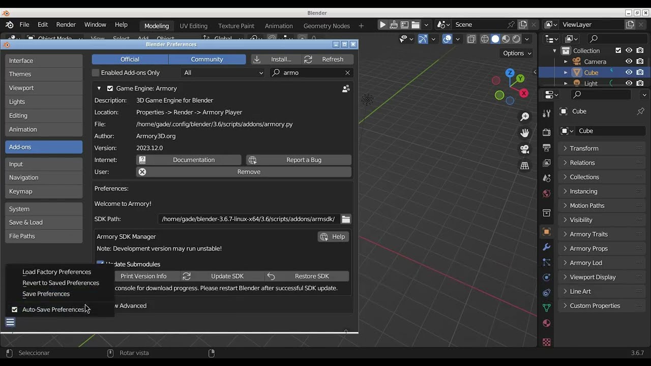 Instalar Armory 3D en Blender - Tutorial