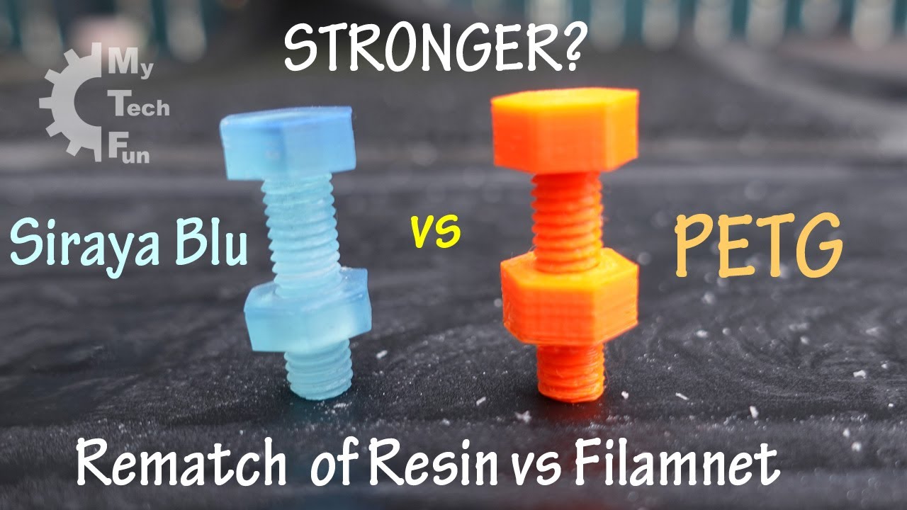 Siraya Blu vs PETG 3D printed bolts and nuts - a rematch of resin vs filament experiment
