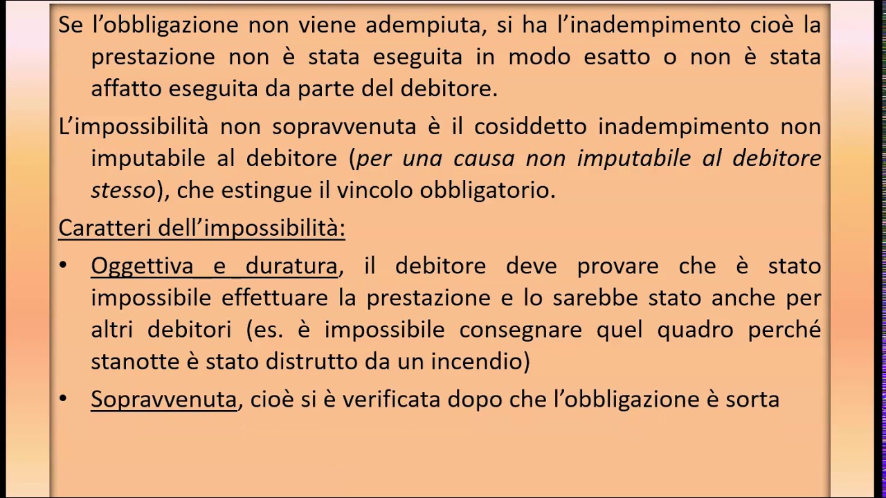 INADEMPIMENTO DELLE OBBLIGAZIONI