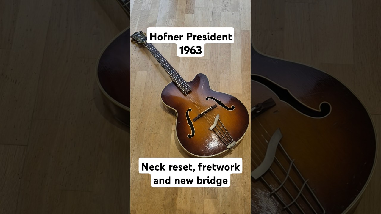 Hofner President 1964 neck reset, fret levelling, new bridge #repairing #restoration #hofner #guitar
