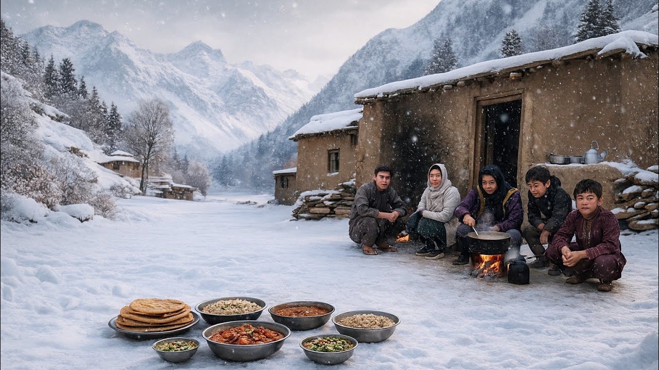 One Day in Coldest Highest Mountains Village of Afghanistan | Cooking & Daily Life in Cold Winter
