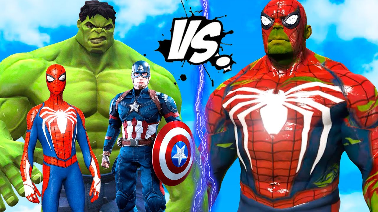 Hulk SMASH Spider-man | Hulk - Spider-man Knockout Hulk - Team (The Hulk, Spider-man,Captain America
