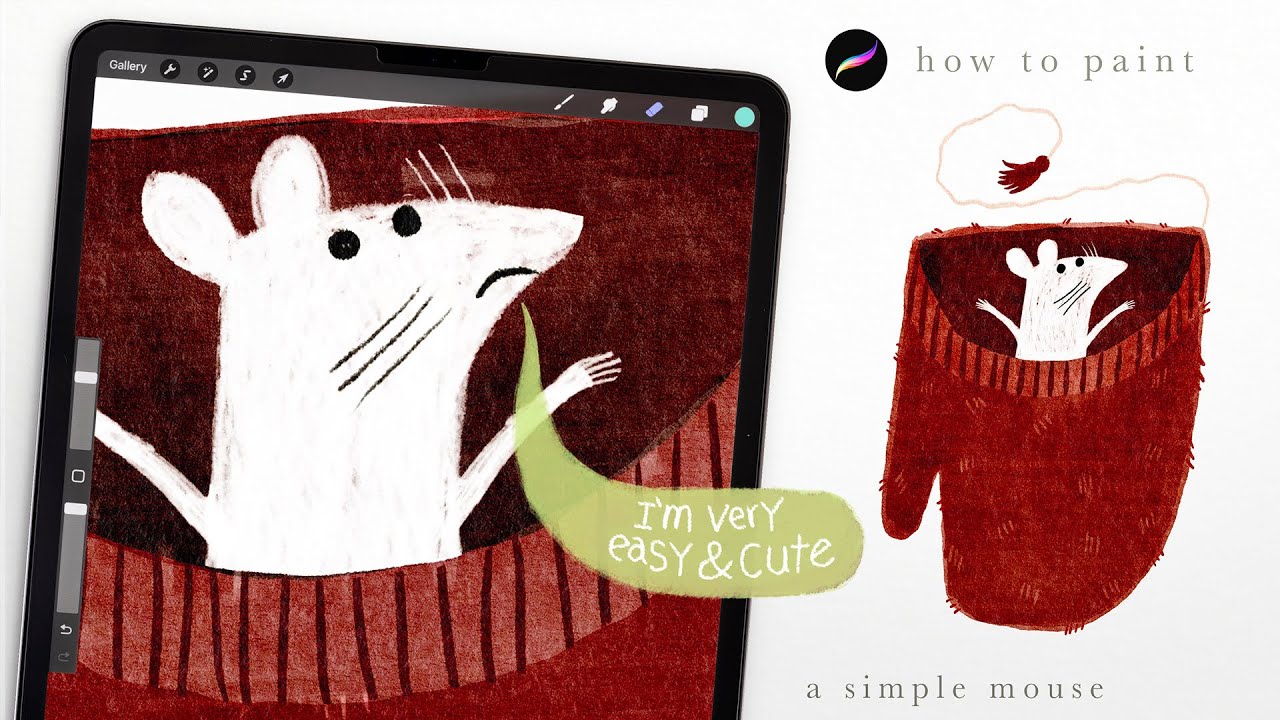 How to paint a simple mouse // Illustration tutorial. Procreate tips and tricks for beginners