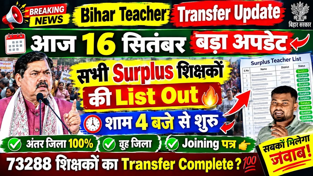 😱 73,288 Teachers Transferred? | Surplus Teacher List | Inter-District & Home District Join