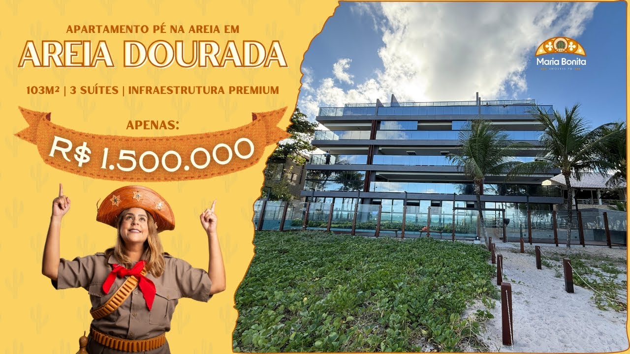 🌊 Apartamento PÉ NA AREIA em Areia Dourada – 3 suítes e vista eterna do mar!