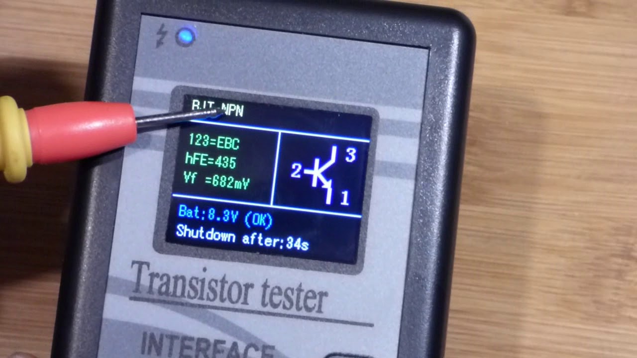 DROK automatic transistor and component tester results for 2N2222 and C1815 NPN BJTs