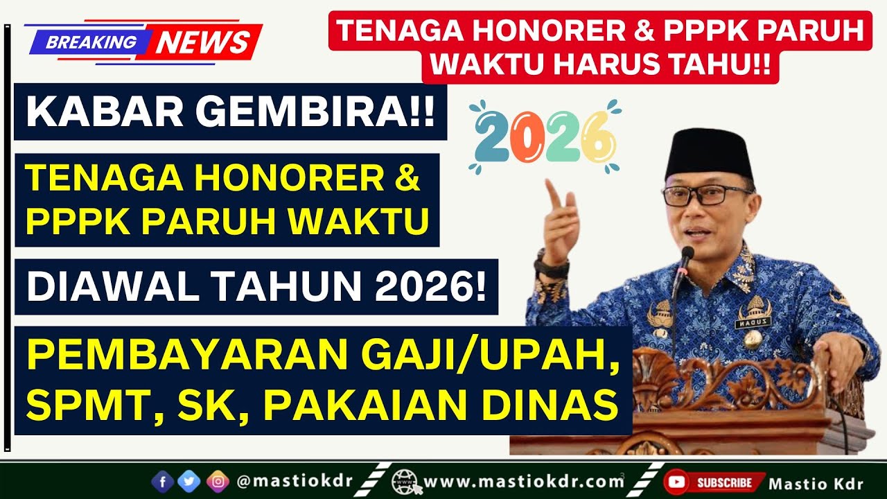 Kabar Gembira Di Awal Tahun 2026! Bagi Honorer & PPPK Paruh Waktu! Pembayaran Gaji/Upah, SK, SPMT!